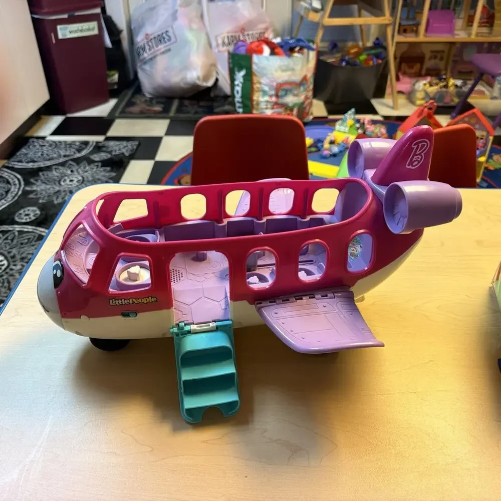 Fisher Price Little People Barbie Dreamplane Airplane Lights Music Pink WORKS